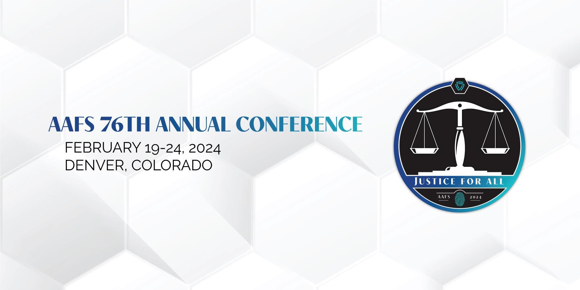 Black and blue logo for American Academy of Forensic Sciences annual conference 2024